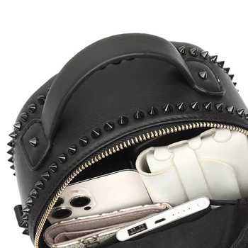 Rucsac pentru laptop cu design Skull Gothic – material PU, închidere cu fermoar, buzunar ID interior, lansat în primăvara 2024