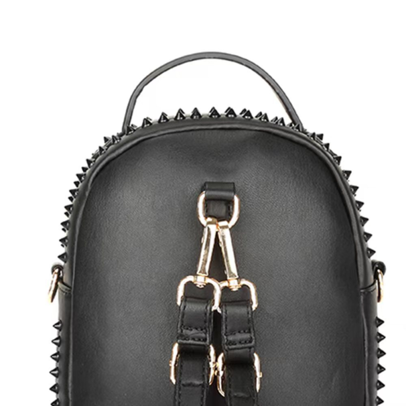 Rucsac pentru laptop cu design Skull Gothic – material PU, închidere cu fermoar, buzunar ID interior, lansat în primăvara 2024