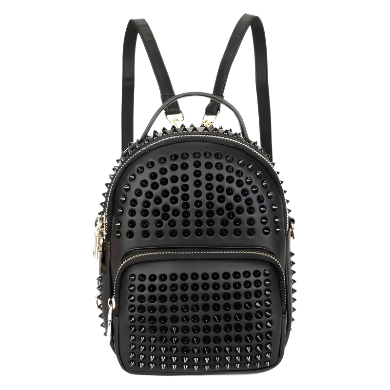 Rucsac pentru laptop cu design Skull Gothic – material PU, închidere cu fermoar, buzunar ID interior, lansat în primăvara 2024