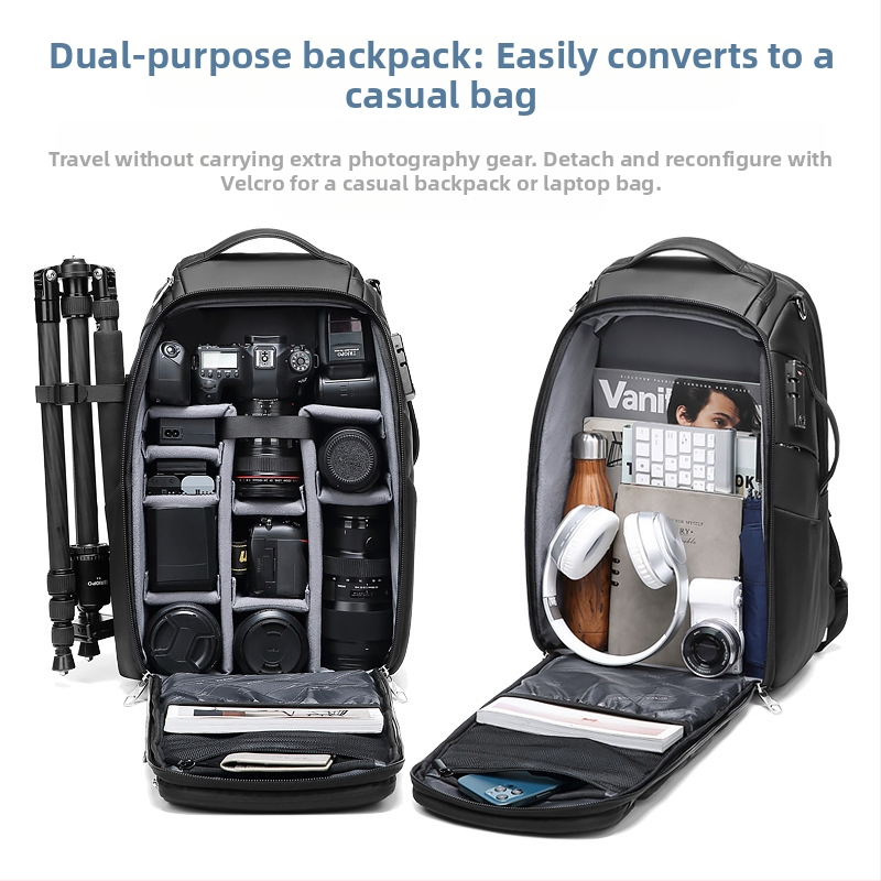 Outwalk раница за камера – водоустойчива, антикрадба, износоустойчива Oxford материя, извита презрамка, подходяща за DSLR и безогледални камери