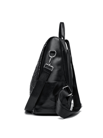 Дамска раница с бродерия за ежедневна употреба, PU материал, полиестерна подплата, затваряне с цип, вътрешен джоб с цип и джоб за мобилен телефон, водоустойчива и удароустойчива, лека конструкция