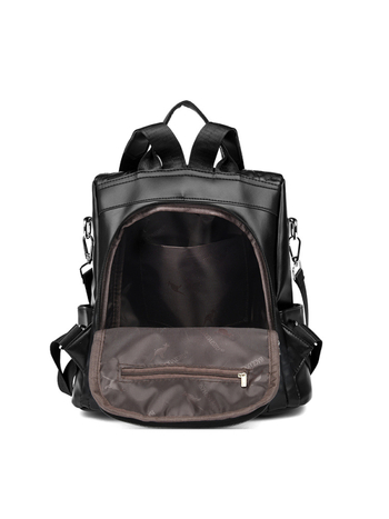 Дамска раница с бродерия за ежедневна употреба, PU материал, полиестерна подплата, затваряне с цип, вътрешен джоб с цип и джоб за мобилен телефон, водоустойчива и удароустойчива, лека конструкция