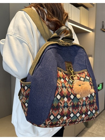 Unisex τσάντα πλάτης από τζιν με αστικό μινιμαλιστικό στυλ, χωρητικότητα 36–55 L, κατάλληλη για 16 ιντσών φορητό υπολογιστή, καμπύλοι ιμάντες ώμου.