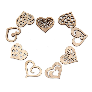 Ξύλινες καρδιές με κοπή λέιζερ για DIY, σετ 50 τεμάχια ανά πακέτο, μοντέρνο μινιμαλιστικό στυλ