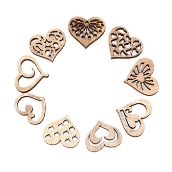 Ξύλινες καρδιές με κοπή λέιζερ για DIY, σετ 50 τεμάχια ανά πακέτο, μοντέρνο μινιμαλιστικό στυλ