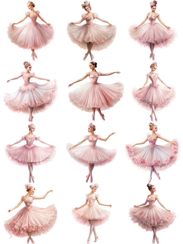 Autocolant pentru junk journal retro - motiv balet, autocolant decorativ pentru planner 2343