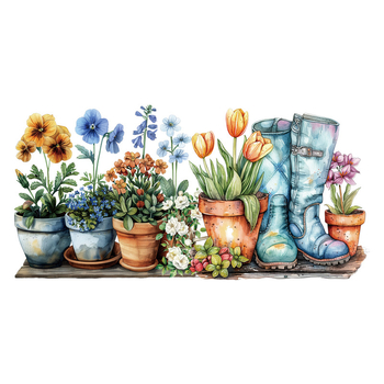 Αυτοκόλλητο τοίχου με φυτά και λουλούδια — αδιάβροχο, μοντέρνος μινιμαλιστικός σχεδιασμός, για σαλόνι, υπνοδωμάτιο ή γραφείο (1 τεμάχιο)