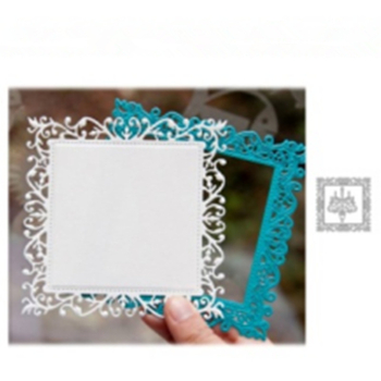 Šablona za embosiranje noža za scrapbook, kvadratni cvjetni okvir, karbon čelik, geometrija, graviranje, težina 20,6 g, kućna upotreba