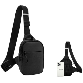 Geantă de talie impermeabilă, stil urban simplu, exterior din Oxford, căptușeală din poliester, închidere cu fermoar, buzunar pentru telefon și compartimente cu fermoar