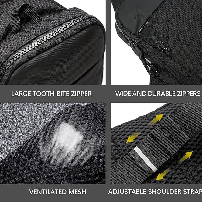 Geantă de talie impermeabilă, stil urban simplu, exterior din Oxford, căptușeală din poliester, închidere cu fermoar, buzunar pentru telefon și compartimente cu fermoar