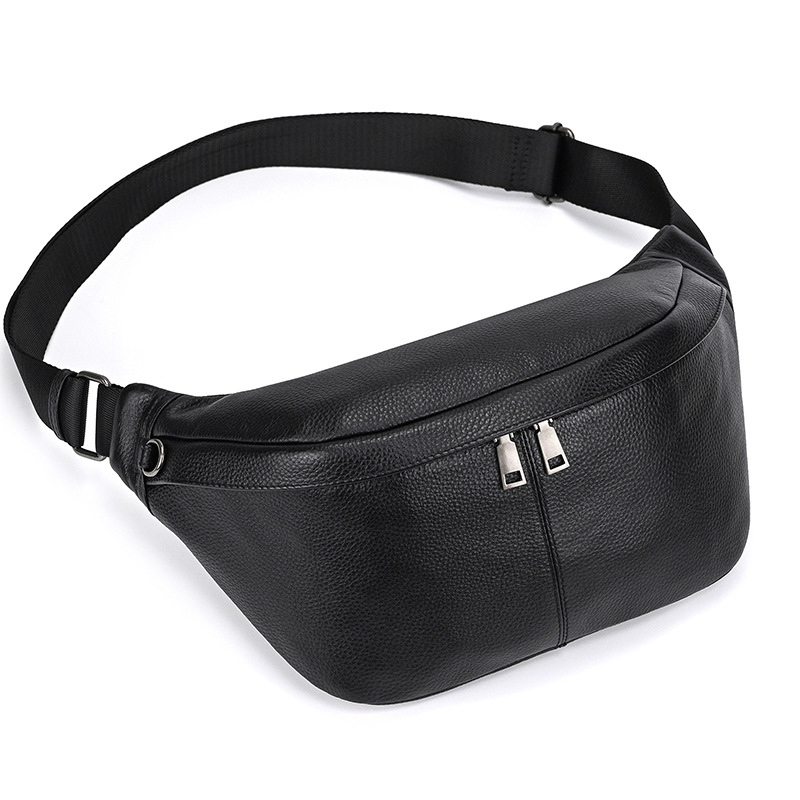 Мъжка кожена чанта за кръст с голям капацитет, първокласна телешка кожа, устойчива на износване, уличен стил