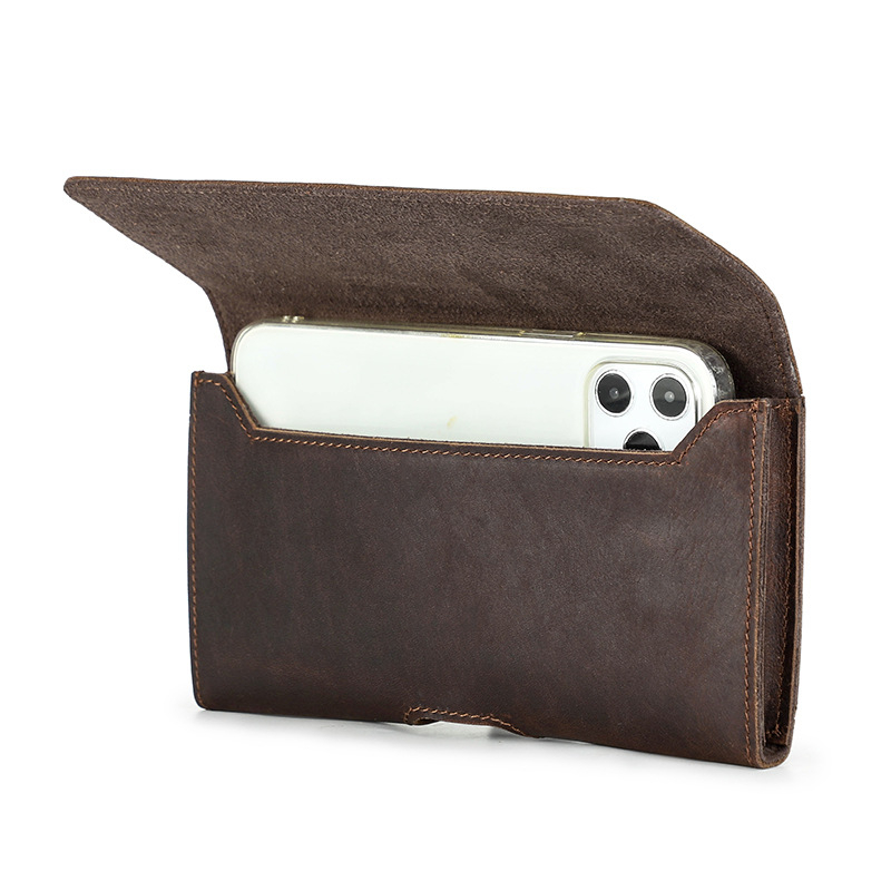 Δερμάτινη θήκη-holster για Huawei – ρετρό Crazy Horse δέρμα, χειροποίητο, πολυλειτουργική θήκη μέσης για το τηλέφωνο
