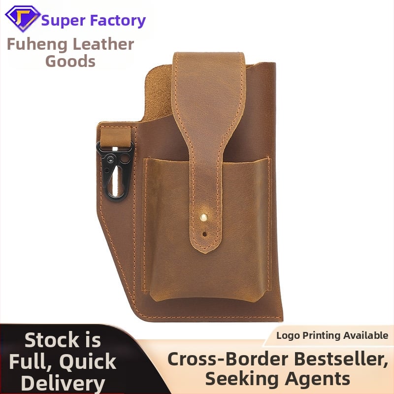 Vyriška odinė telefono rankinė, taktine juosmens rankine, vertikalios kvadratinės formos, raktų kišenė, modelis 8467.