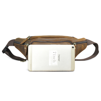 Мъжка чанта за гърдите и талията, модел 383 – кожа от първи слой, износоустойчива, против кражба, против разрязване; за свободно време