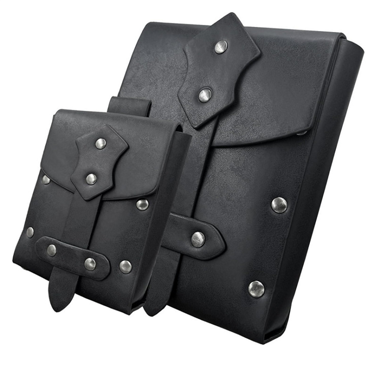 Двучасткова средновековна квадратна чанта в стил Nordic Viking COSPLAY – кожа PU и замша, Зимна серия 2023 г., за гейминг и аниме роли, Zichen Craft Gift