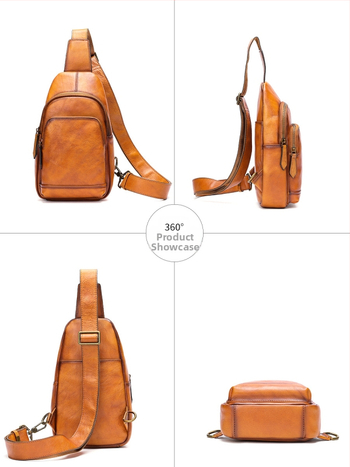 Мъжка чанта за през рамо от естествена кожа, горен слой телешка кожа, износоустойчива и улеснява носенето, подплата полиестер-памук, едноцветен дизайн