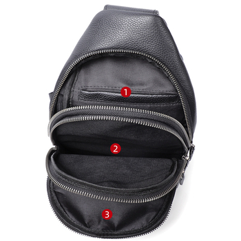Мъжка чанта за гърди от естествена кожа, топ слой телешка кожа, анти-крадба, стил street-style, полиестерна подплата