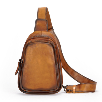 Мъжка чанта през рамо от естествена кожа — уличен стил, издръжлива, подплата полиестер-памук