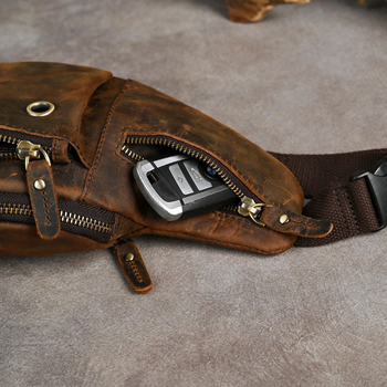 Мъжка чанта за гърдите от естествена телешка кожа, издръжлива на износване, антикрадба, антиразрязване, готова за съхранение