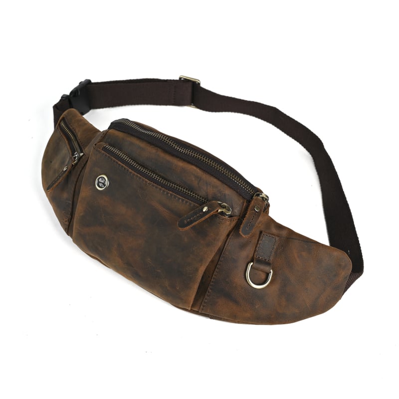 Мъжка чанта за гърдите от естествена телешка кожа, издръжлива на износване, антикрадба, антиразрязване, готова за съхранение