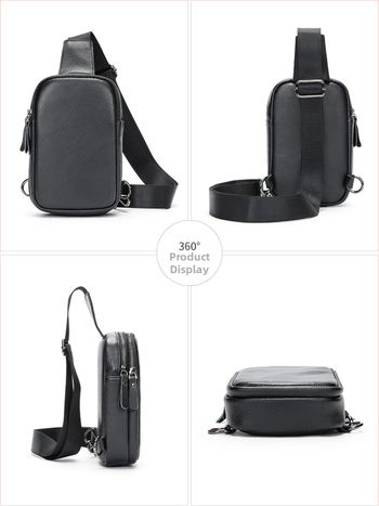 Мъжка чанта за гърдите в стил улична мода, от естествена кожа, кожа от първи слой, устойчива на износване, Пролет 2024