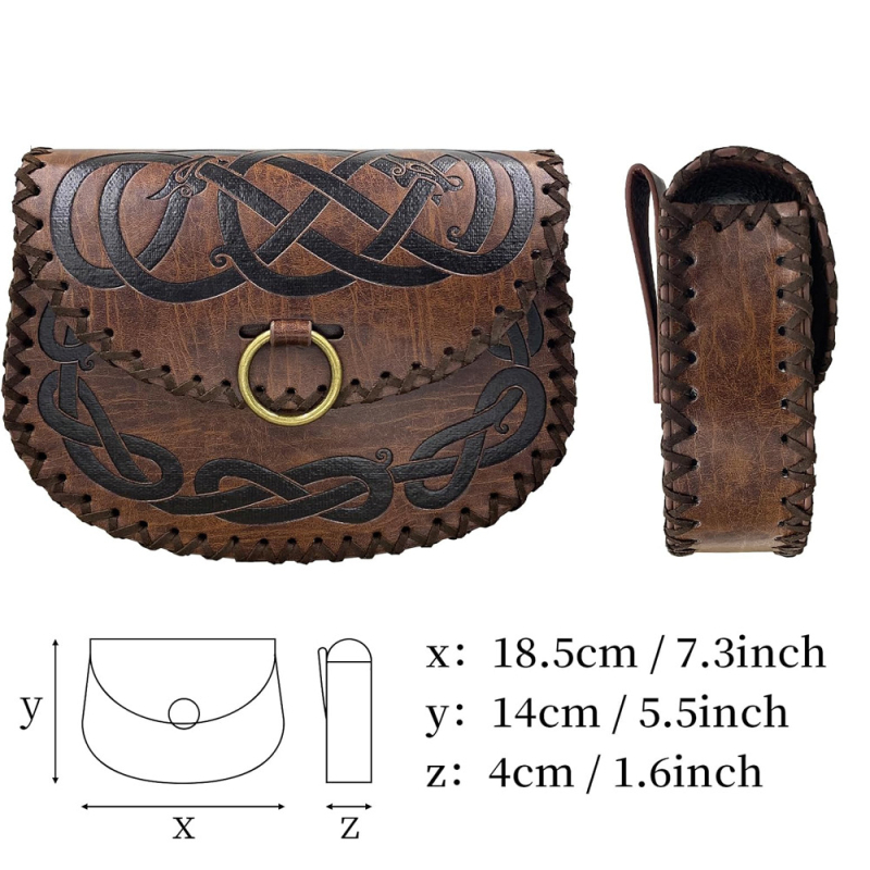 Nordic-reliefes övtáska, retro középkori oldaltáska műbőrrel (2024 tavasz)