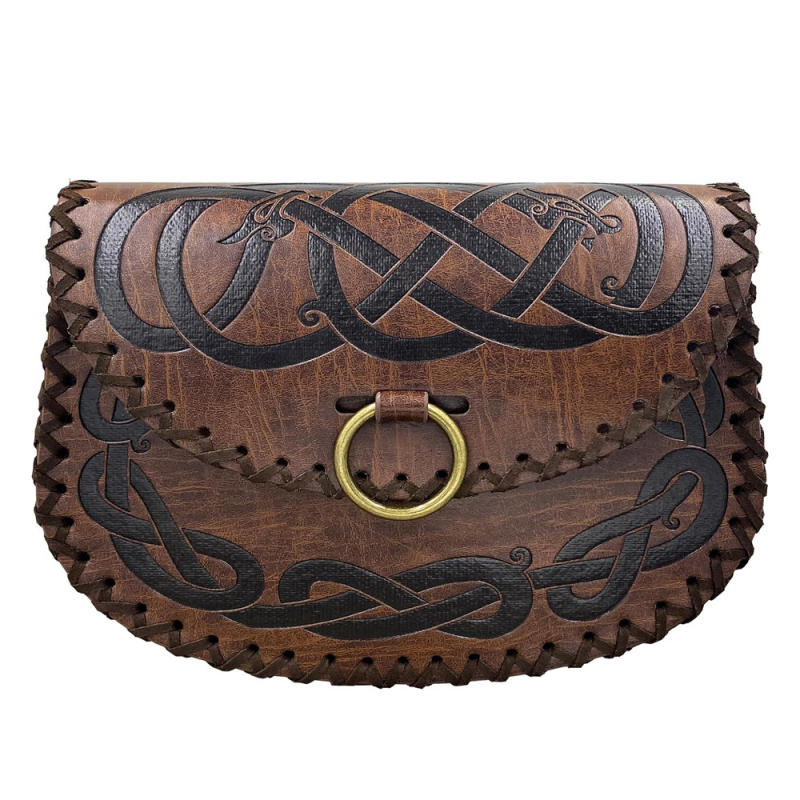 Nordic-reliefes övtáska, retro középkori oldaltáska műbőrrel (2024 tavasz)