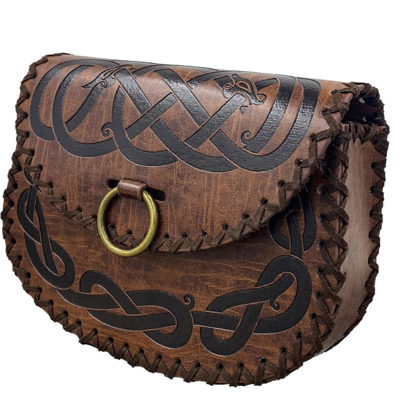 Nordic-reliefes övtáska, retro középkori oldaltáska műbőrrel (2024 tavasz)