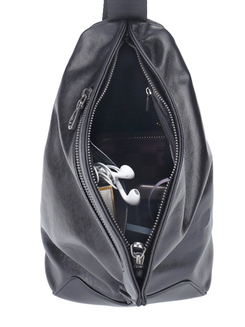 Мъжка гръдна чанта от естествена кожа – уличен стил, мултиразделна чанта за през рамо, първи слой телешка кожа, подплата от полиестер