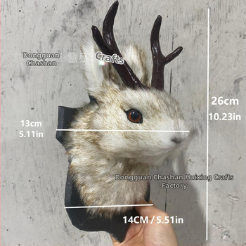 Κρεμαστό διακοσμητικό τοίχου με λαγό με κέρατα, χειροποίητο, από πλαστικό και τεχνητή γούνα, συσκευασία σε PP σακούλα