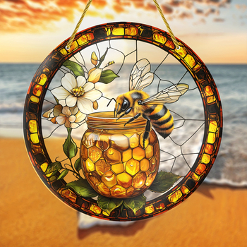 RY Ακρυλικό Φωτιστικό με Σχέδιο Κυψέλης και Μέλισσας – Εκτύπωση