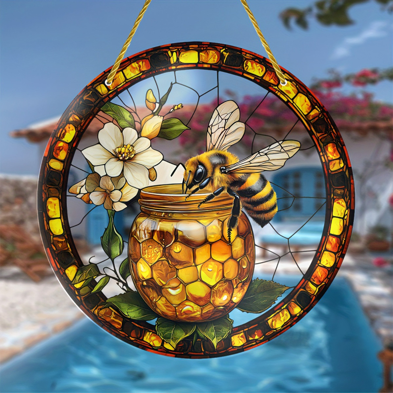RY Ακρυλικό Φωτιστικό με Σχέδιο Κυψέλης και Μέλισσας – Εκτύπωση