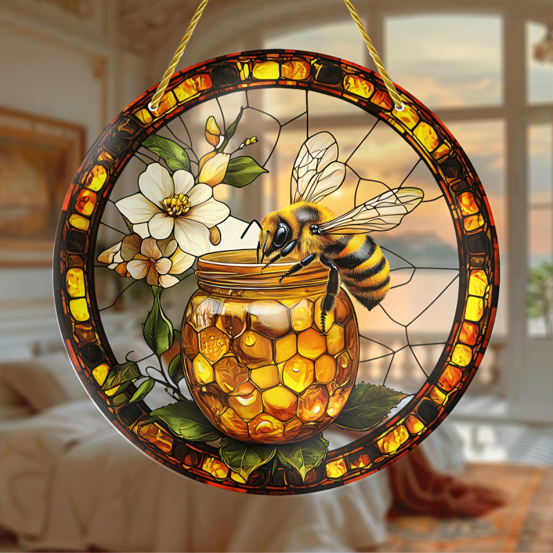 RY Ακρυλικό Φωτιστικό με Σχέδιο Κυψέλης και Μέλισσας – Εκτύπωση