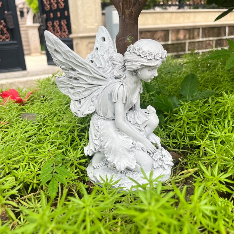 Resin tündérszobor Jiaxin márka, modern és egyszerű stílusú kerti dekoráció, ajándékhoz ideális