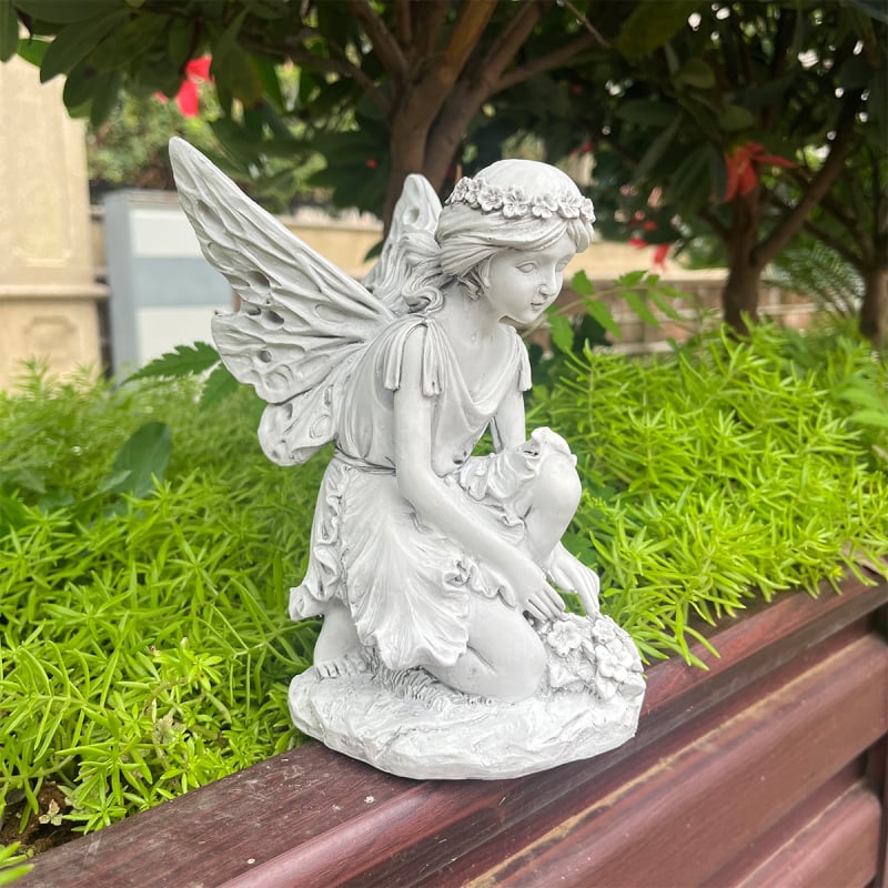 Resin tündérszobor Jiaxin márka, modern és egyszerű stílusú kerti dekoráció, ajándékhoz ideális