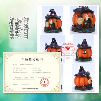 Pumpkin House Ornament – Ρητίνη Κατασκευή, Στυλ All Saints, Δώρο για Halloween