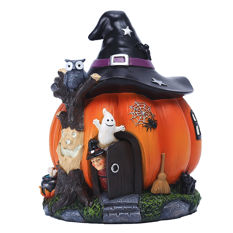 Ukrasna kućica od tikve – smolni ručni rad, stil All Saints, poklon za Halloween