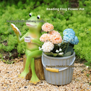 Γλάστρα βάτραχος από ρητίνη — χειροποίητη, για δάπεδο, αγροτικό στυλ