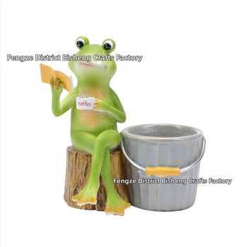 Γλάστρα βάτραχος από ρητίνη — χειροποίητη, για δάπεδο, αγροτικό στυλ