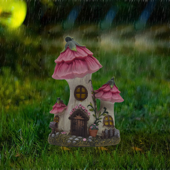 Επιτραπέζιο διακοσμητικό κήπου: σπίτάκι μανιταριού, ρετρό στυλ, ρητίνη (Υλικό: συνθετική ρητίνη; Κατηγορία: χειροποίητες ρητινώδεις κατασκευές; Συσκευασία: χαρτοκιβώτιο; Στυλ: μοντέρνο και απλό)