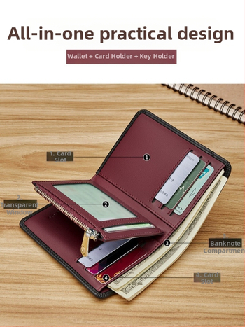 Мъжки портфейл Emperor Paul — ултра тънък вертикален джоб за карти, истинска кожа, микрофибърна подплата, бизнес стил