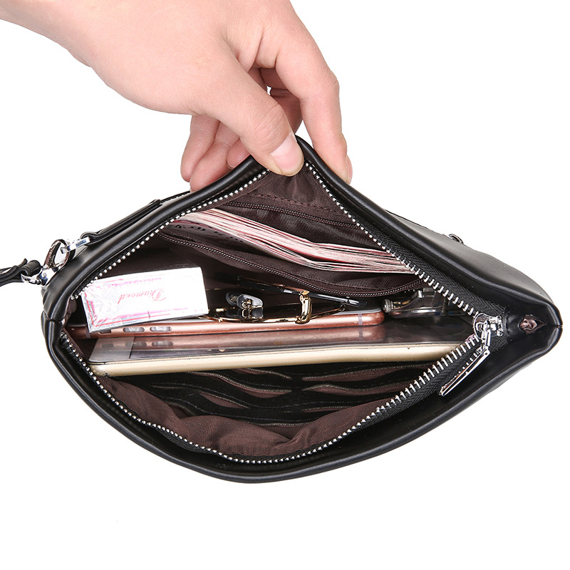 Vīriešu PU ādas clutch somiņa ar rāvējslēdzēju, horizontāla kvadrātiska forma, ietilpība zem 20 L, modelis 515