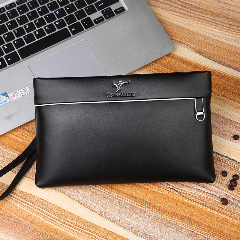 Vīriešu PU ādas clutch somiņa ar rāvējslēdzēju, horizontāla kvadrātiska forma, ietilpība zem 20 L, modelis 515