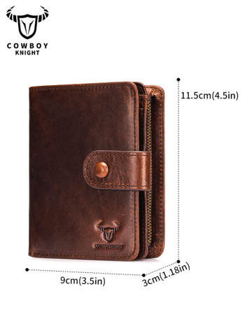 Мъжки вертикален портфейл от естествена кожа, анти-крадба, първокласна телешка кожа, множество отделения за карти, антимагнитна подплата