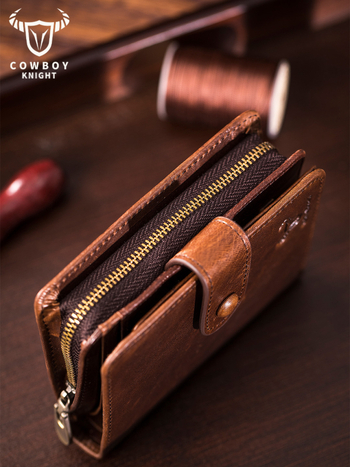 Мъжки вертикален портфейл от естествена кожа, анти-крадба, първокласна телешка кожа, множество отделения за карти, антимагнитна подплата