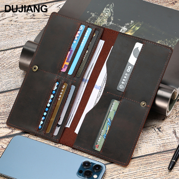 DUJIANG Мъжко портмоне и клъч от истинска кожа – горен слой телешка кожа, износоустойчива мултифункционална монетна чантичка, градски стил