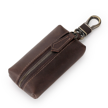 Key Bag no pirma ādas kārtas, vienu locījumu dizains, elpojošs un noturīgs, universāls auto- un mājas atslēgu maciņš