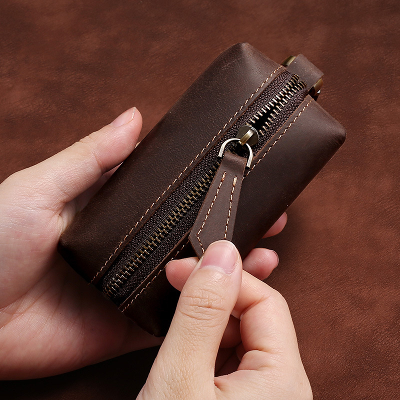 Raktų dėklas iš pirmojo sluoksnio karvės odos, vieno sulankstymo dizainas, kvėpuojantis ir atsparus, universalus automobilių ir namų raktų dėklas