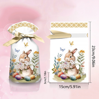 Velykų dovanų maišelis su raišteliu, spauda, plastikas, 10 mišrių pakuočių