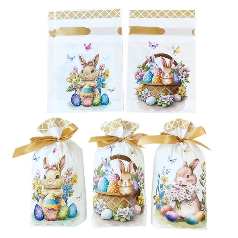 Velykų dovanų maišelis su raišteliu, spauda, plastikas, 10 mišrių pakuočių